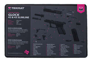 The TekMat Glock 42/43 Gun Cleaning Mat is made of soft thermoplastic fiber to protect your weapon and its parts and won't stain from gun oil.